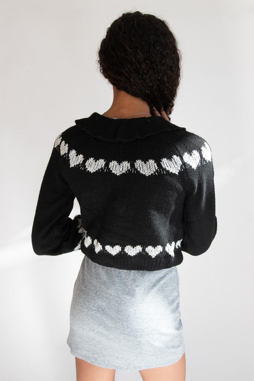 Ruffle Collar Heart Cardigan Product Image