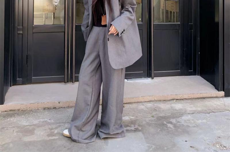 Lapel Collar Plain Single Breasted Oversized Blazer Product Image