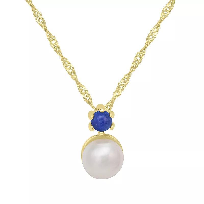 Gemistry 14k Gold over Sterling Silver Black Onyx & Freshwater Cultured Pearl Pendant Necklace, Women's, Size: 18-20" ADJ, Gold Tone Product Image
