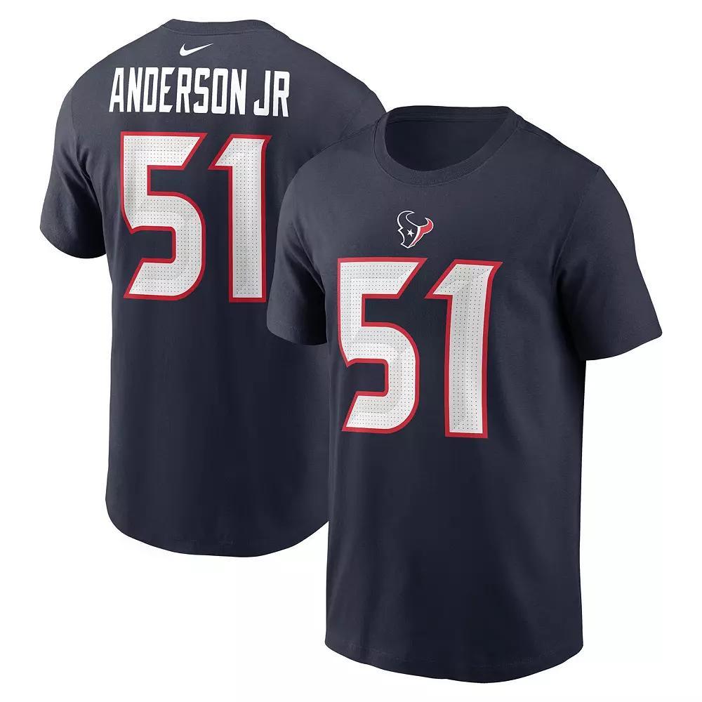 Men's Nike Will Anderson Jr. Navy Houston Texans Player Name & Number T-Shirt, Size: Small, Blue Product Image