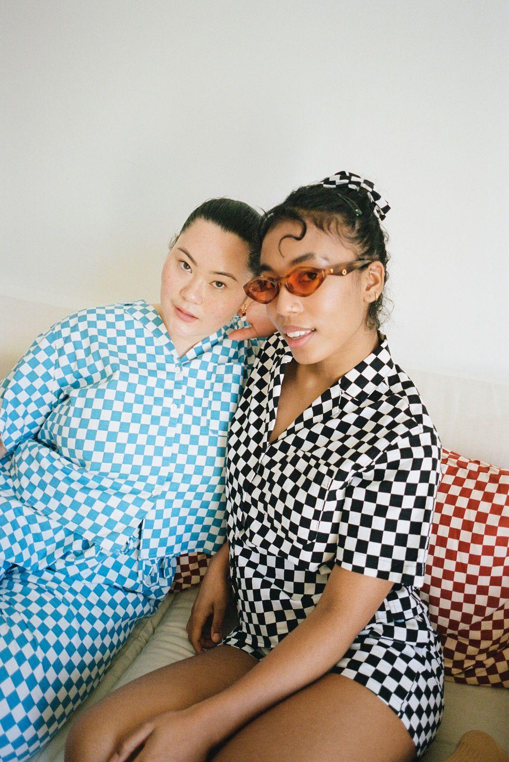Long Lounge TOP ONLY - Aqua Check Product Image