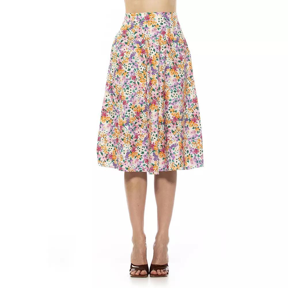 Women's ALEXIA ADMOR Mabel Midi Flared Skirt, Size: 2, Floral Team Product Image