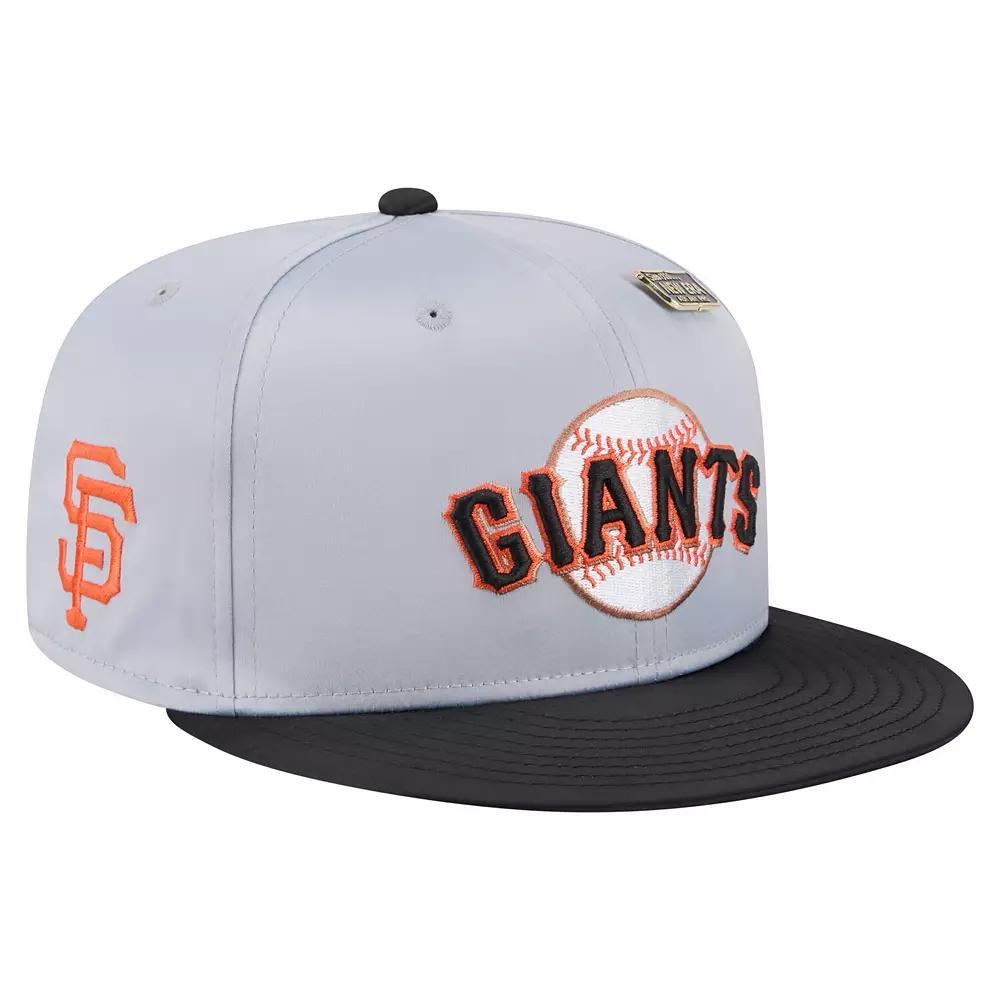 Men's New Era Gray/Black San Francisco Giants Satin 59FIFTY Fitted Hat, Size: 7 1/8, Grey Product Image