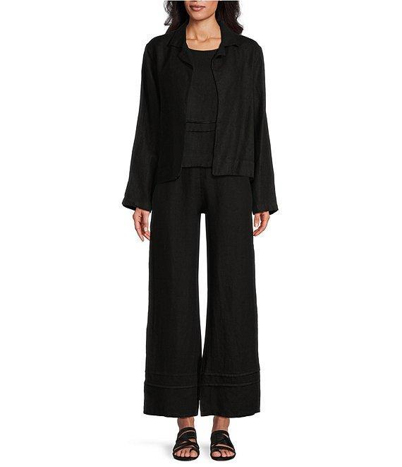 Bryn Walker Lewis Linen Round Notch Lapel Neck Long Sleeve Open-Front Jacket Product Image