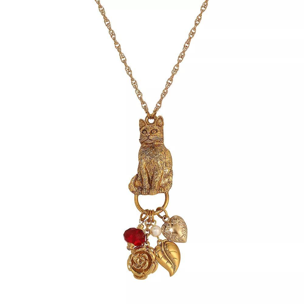 1928 Cat Charm Holder Necklace, Womens, Red Product Image