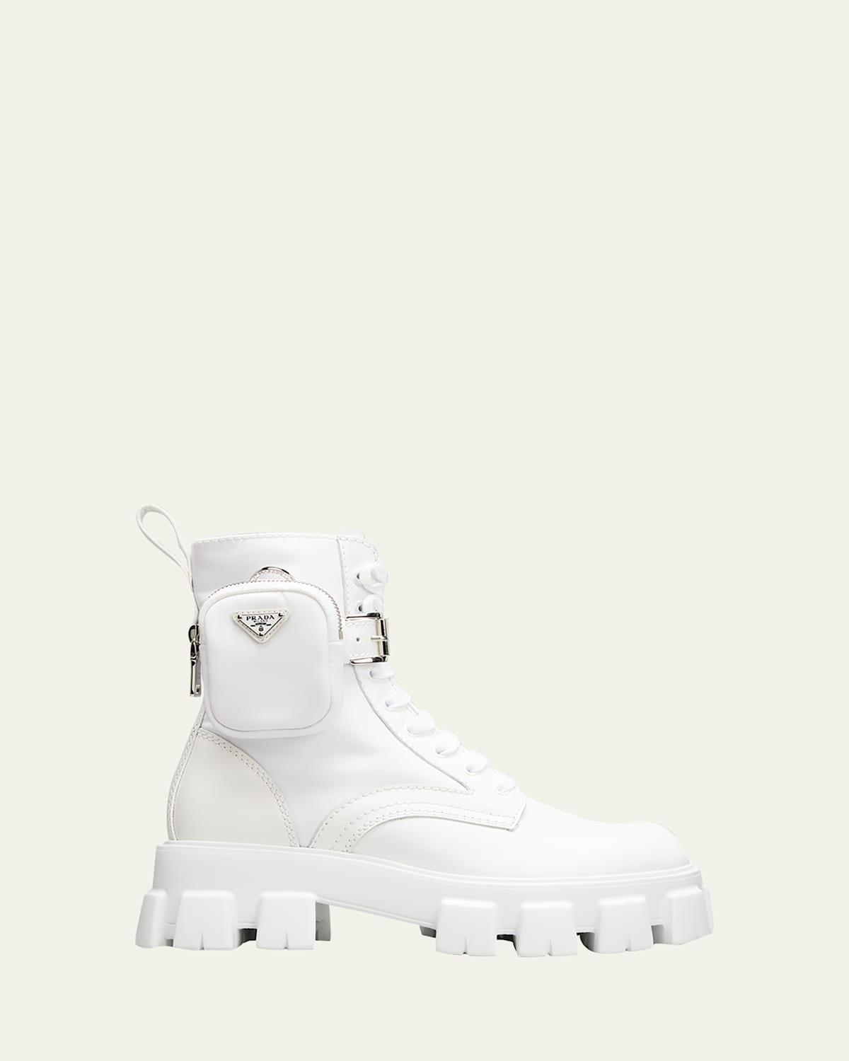 Mens Re-Nylon & Leather Zip Pocket Combat Boots Product Image