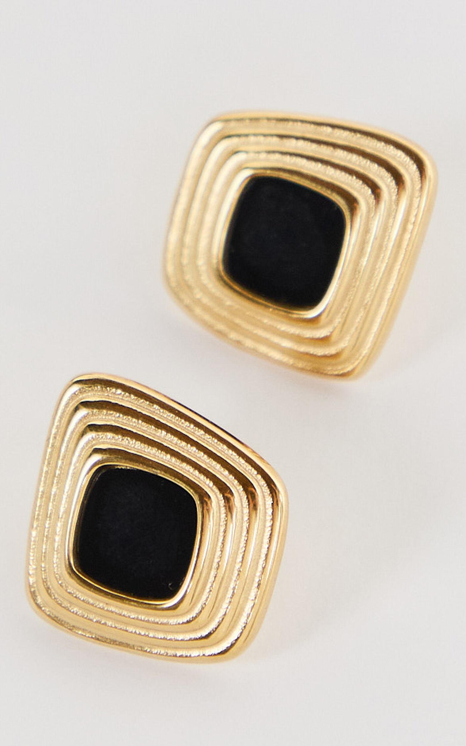 Gena Earrings - Square Stud Earrings in Gold Product Image