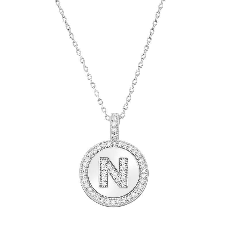 Sterling Silver Cubic Zirconia Initial Pendant Necklace, Women's, Size: 18" Product Image