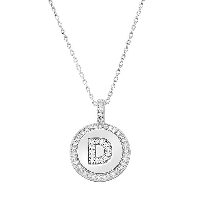 Sterling Silver Cubic Zirconia Initial Pendant Necklace, Women's, Size: 18" Product Image