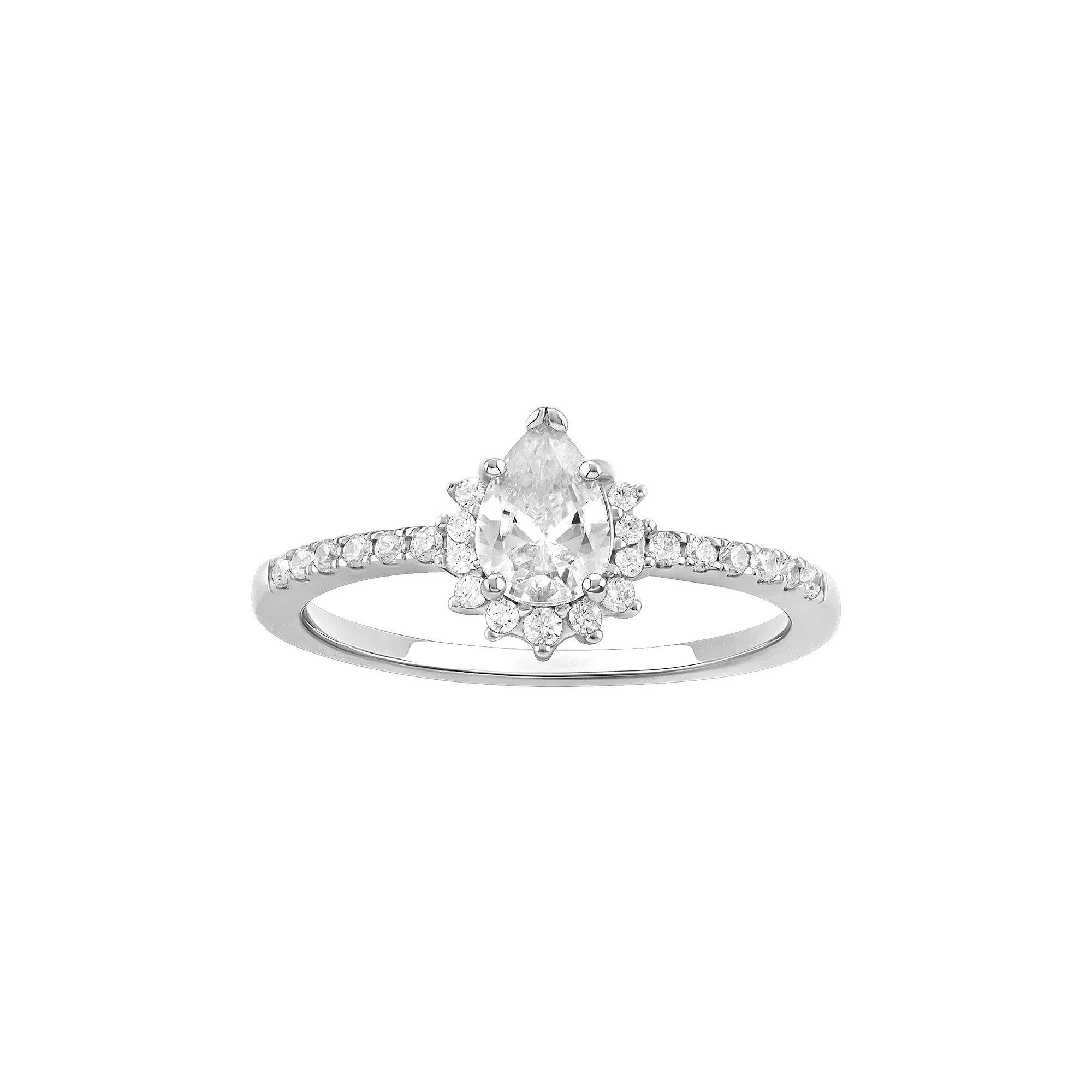 PRIMROSE Sterling Silver Cubic Zirconia Teardrop & Cluster Band Ring, Women's, Size: 7, Silver Tone Product Image