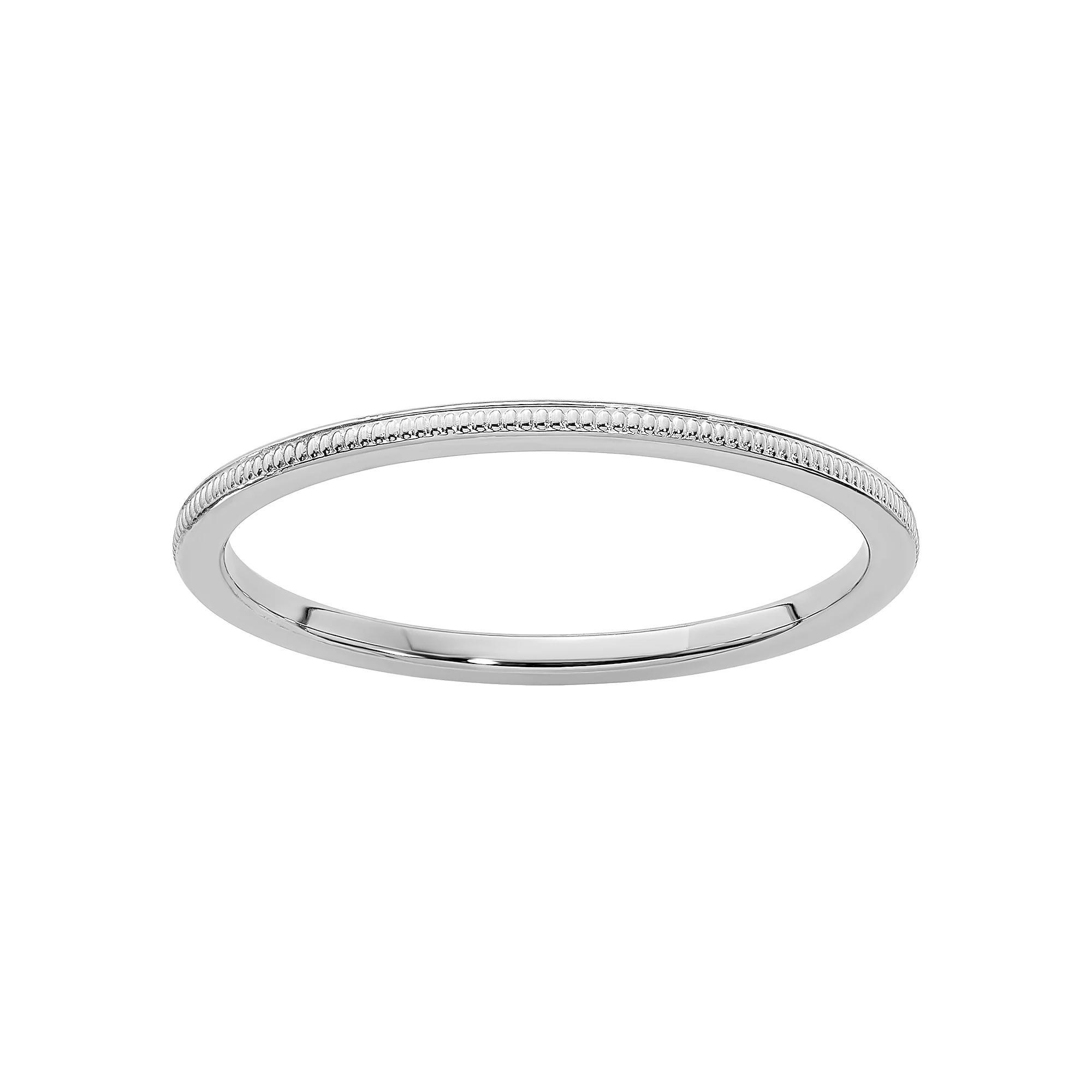 Stacks & Stones 10k Gold 1.2 mm Milgrain Stackable Band, Women's, Size: 5, 10k White Gold Product Image