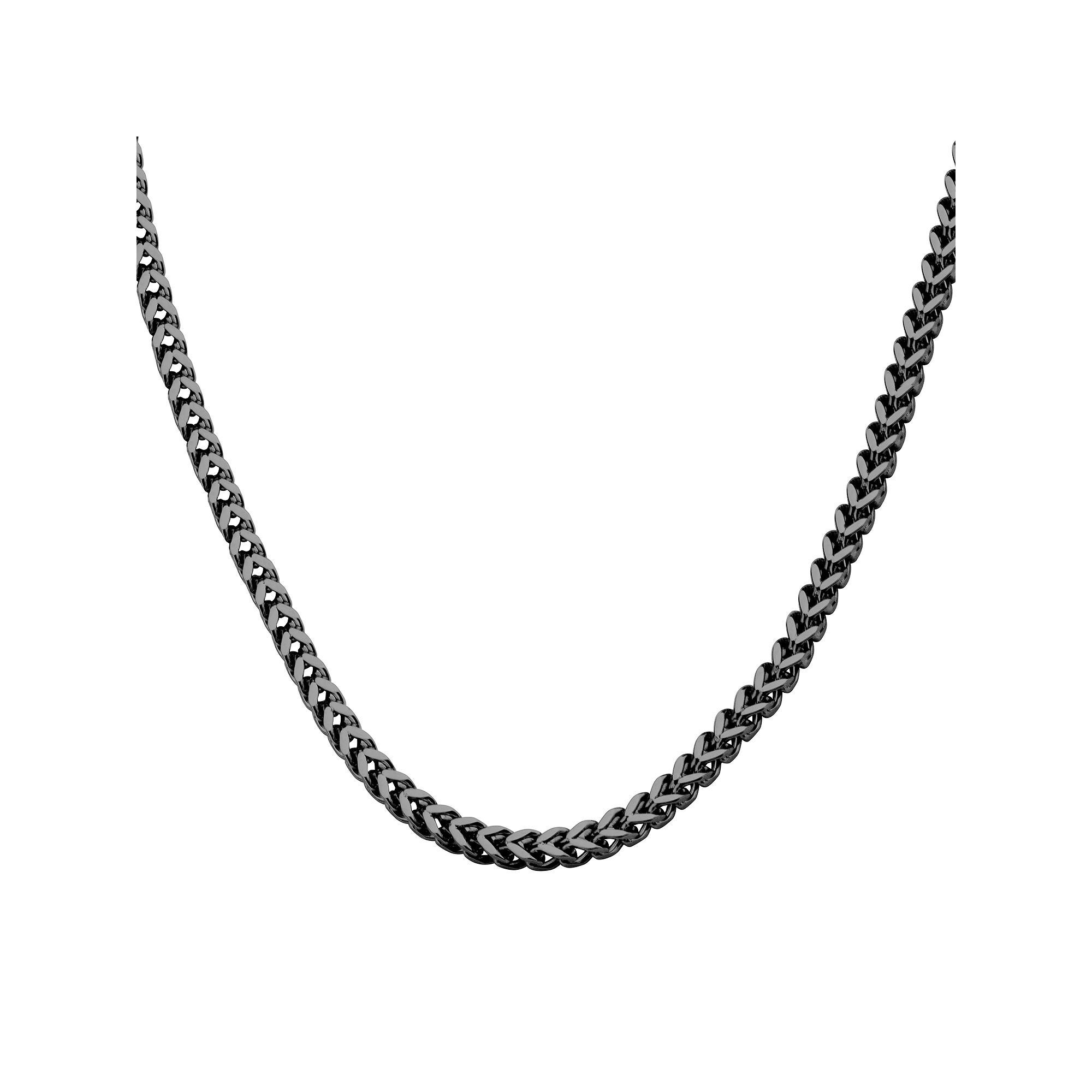 Men's Black Stainless Steel Franco Chain Necklace, Size: 24", Two Tone Product Image