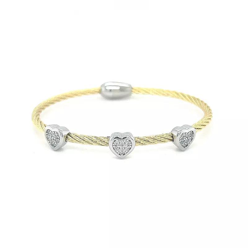Juvell Two Tone 18k Gold Plated Cubic Zirconia Bangle Bracelet, Women's, Size: 7" Product Image