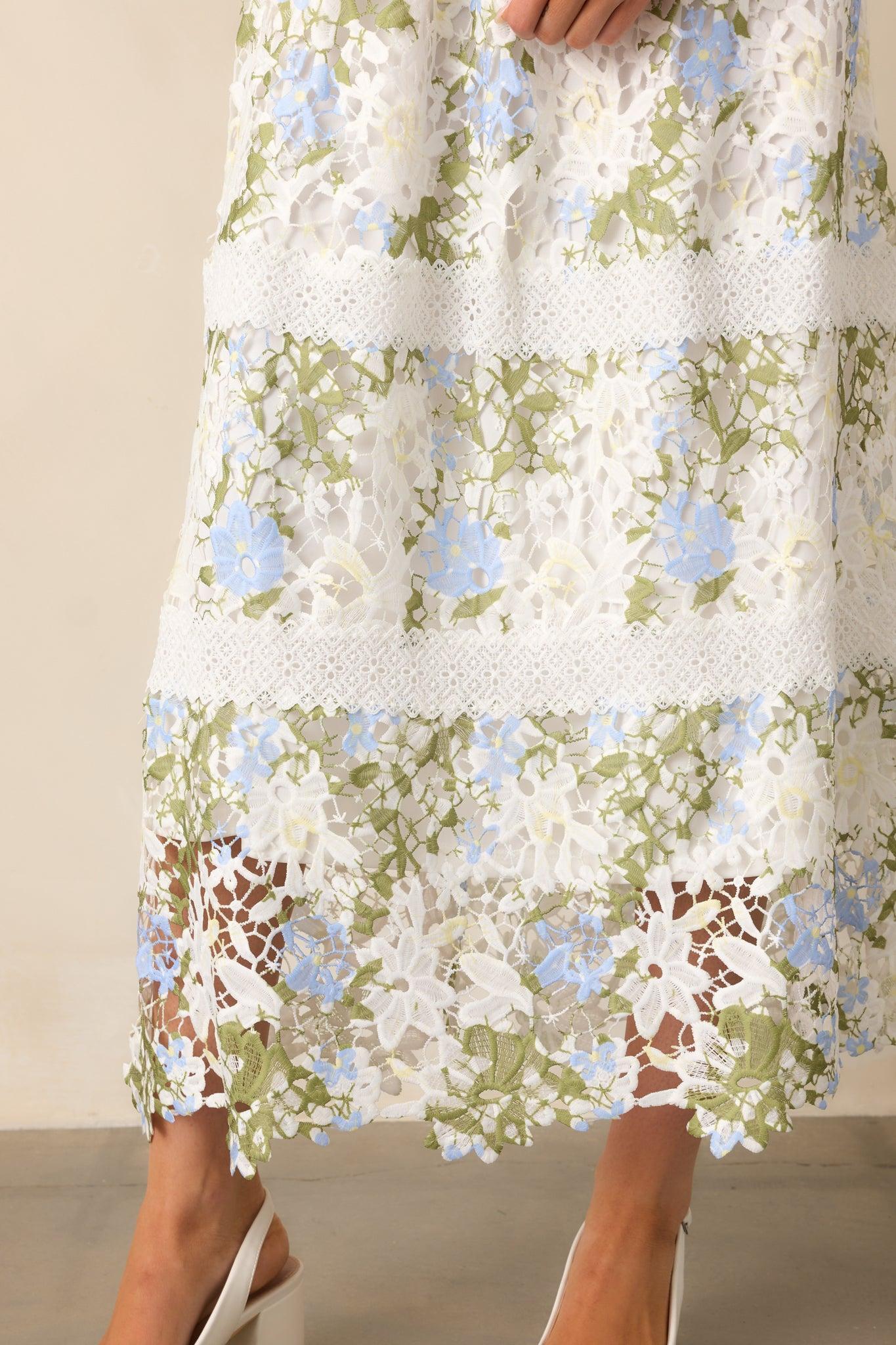 Spring Romance Ivory Floral Embroidered Maxi Dress (RESTOCK ETA JUNE) Product Image