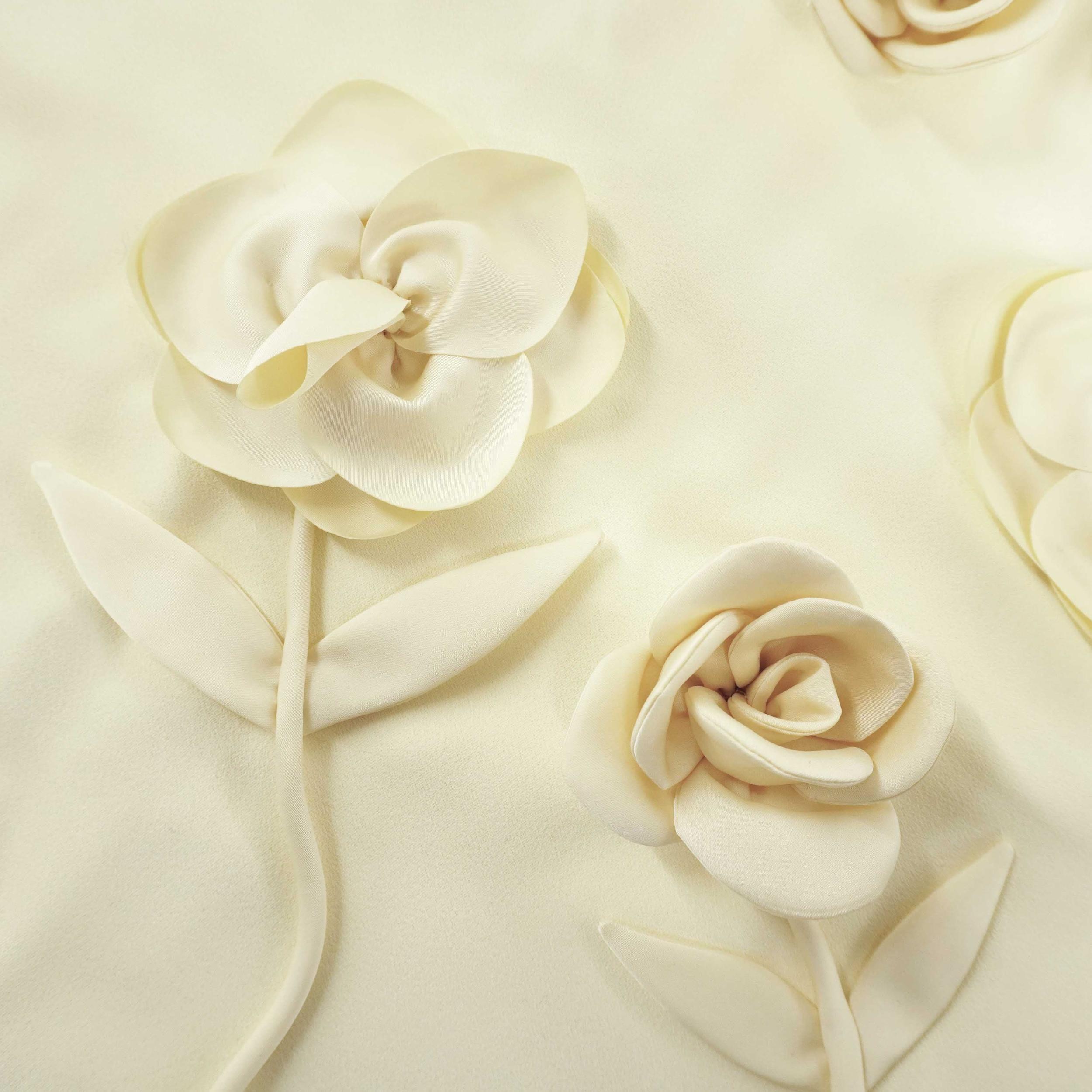 Yellow Crepe Flower Mini Dress Product Image