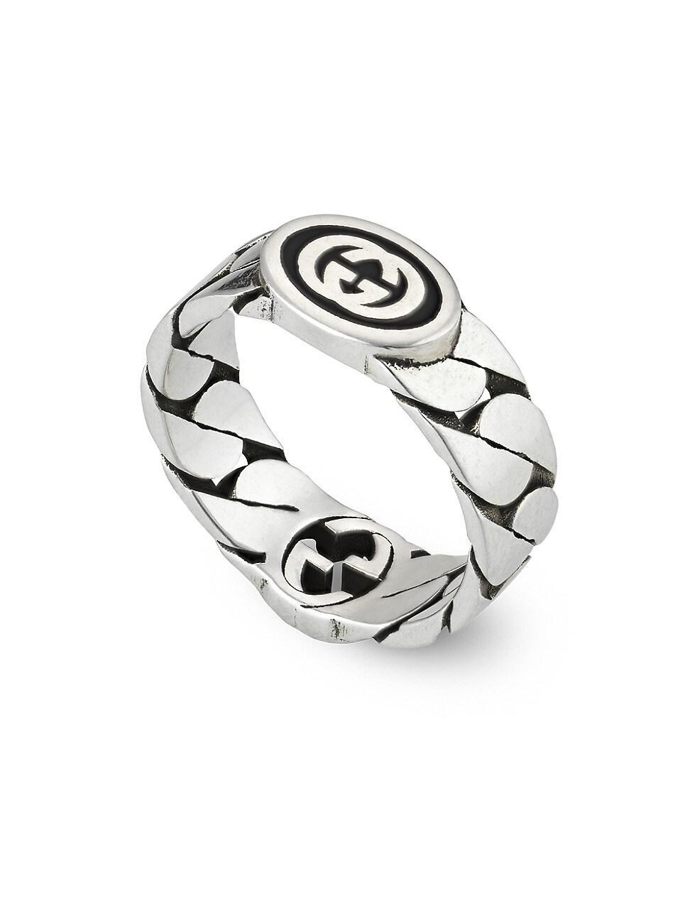 Mens Interlocking G Sterling Silver Ring Product Image