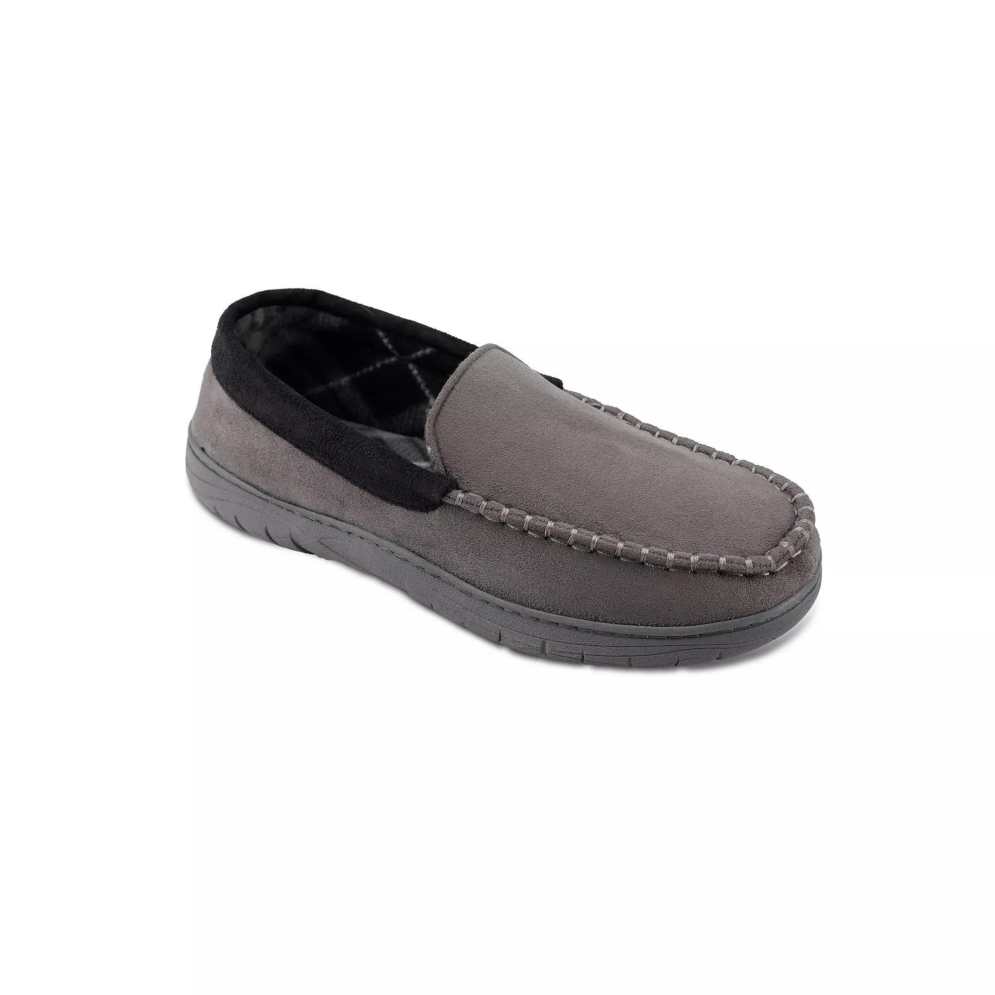 Wembley Men's Fleece Lined Moccasin Slippers, Size: Large, Gray Product Image