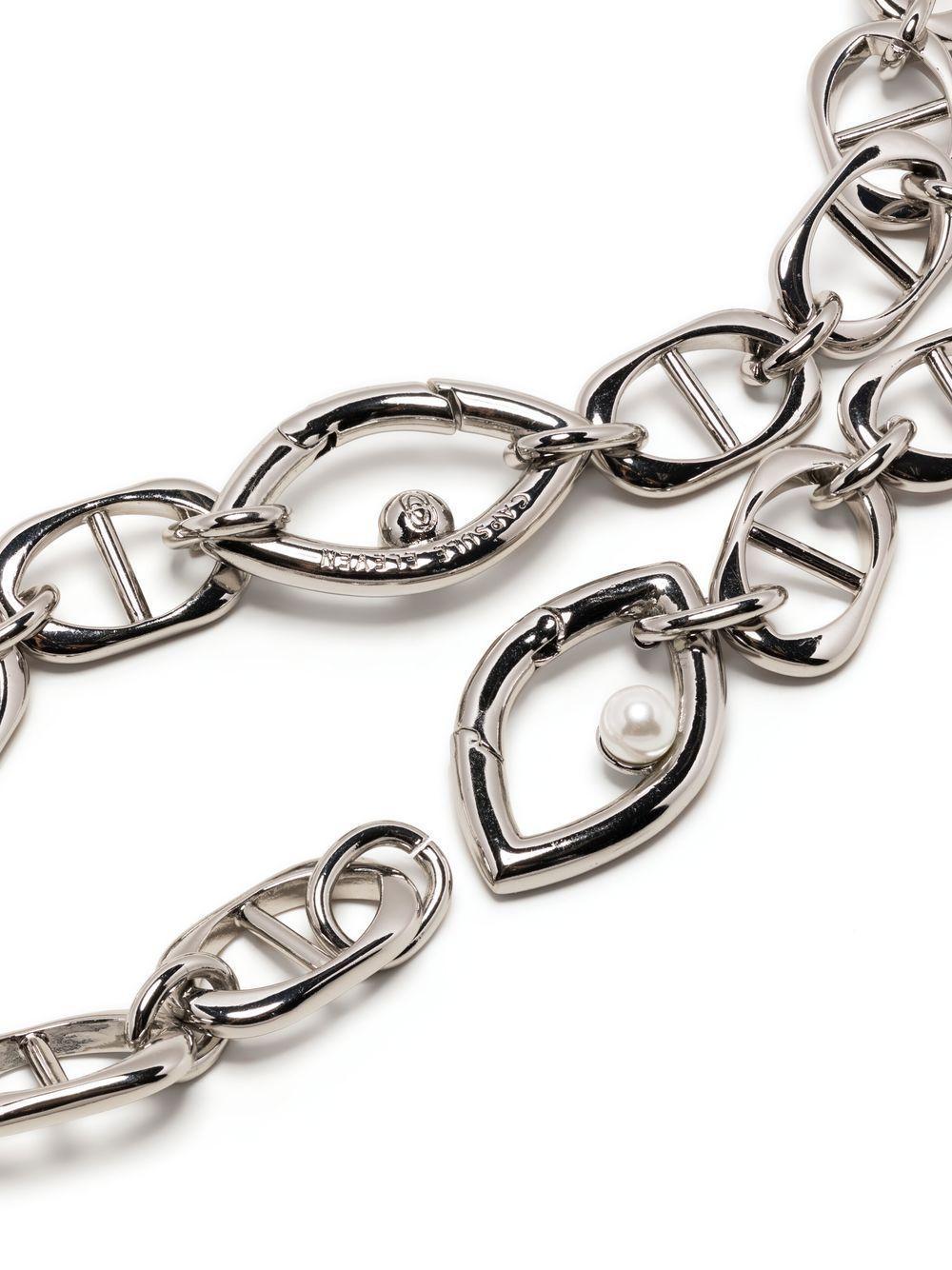 chunky-chain pearl-embellished necklace Product Image
