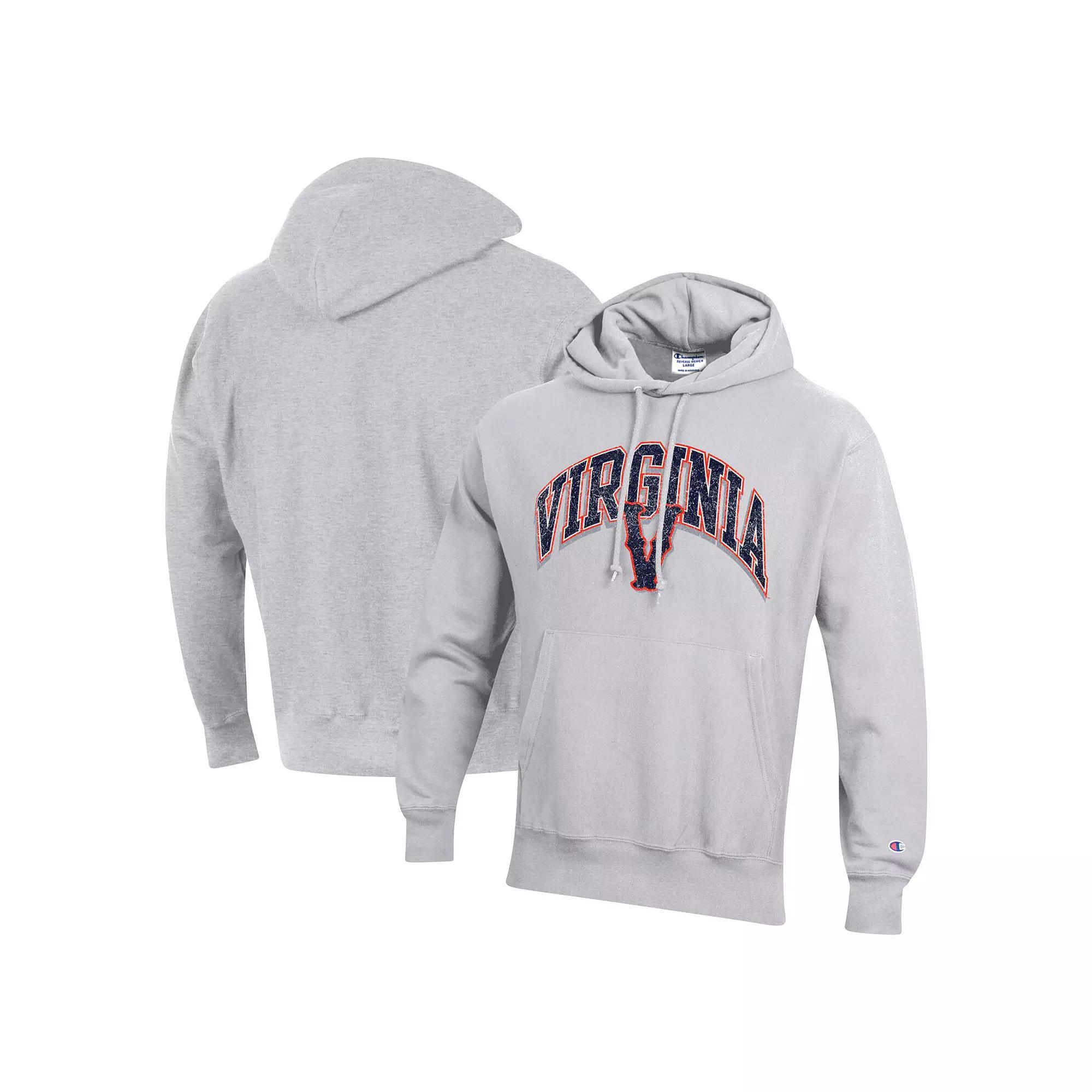 Men's Champion Gray Virginia Cavaliers Vault Late Night Reverse Weave Pullover Hoodie, Size: Large, Grey Product Image