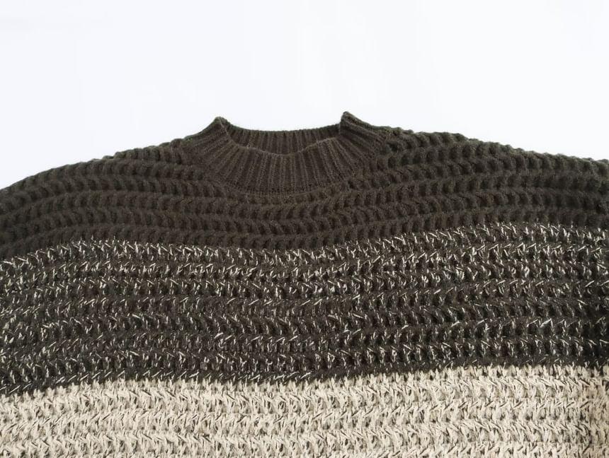 Crew Neck Color Block Sweater Product Image