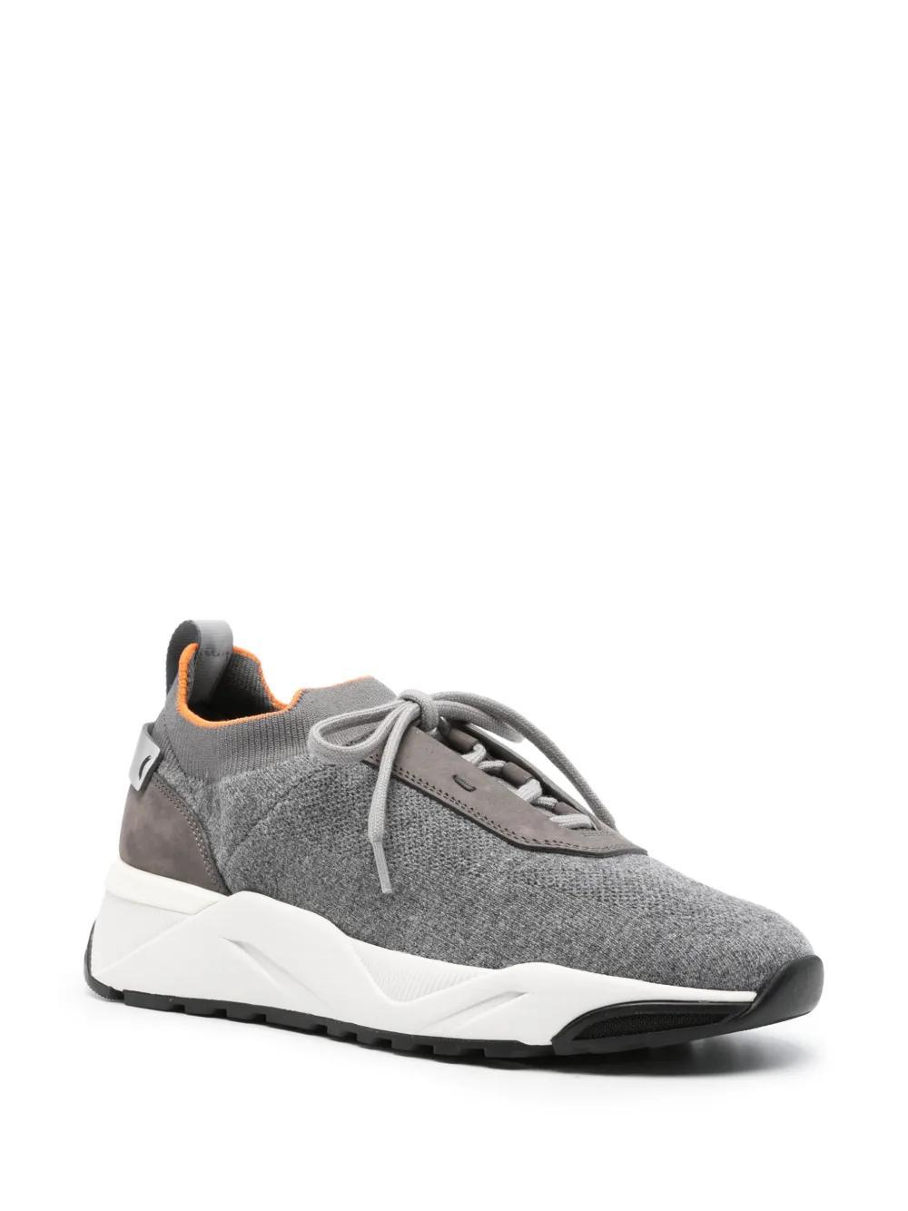 SANTONI Panelled Knitted Sneakers In Grey Product Image