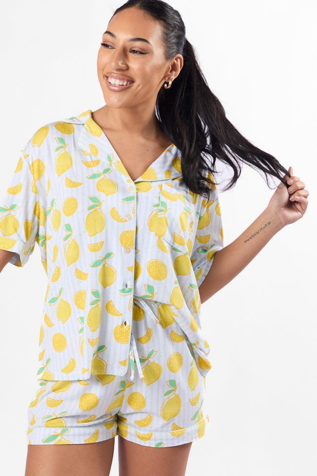 Under the Stars Lemon Print Pajama Shorts FINAL SALE Product Image