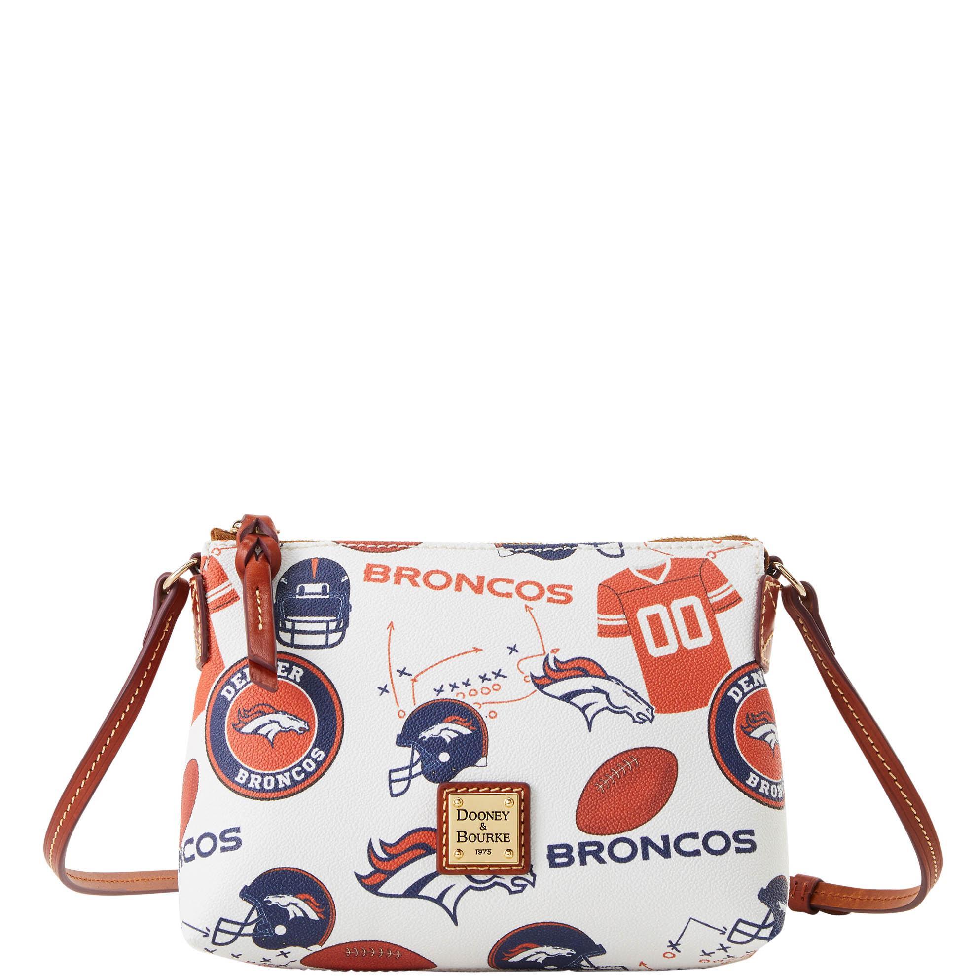 Dooney & Bourke Womens NFL Broncos Coated Cotton Crossbody Pouchette Bag in White Multi Product Image