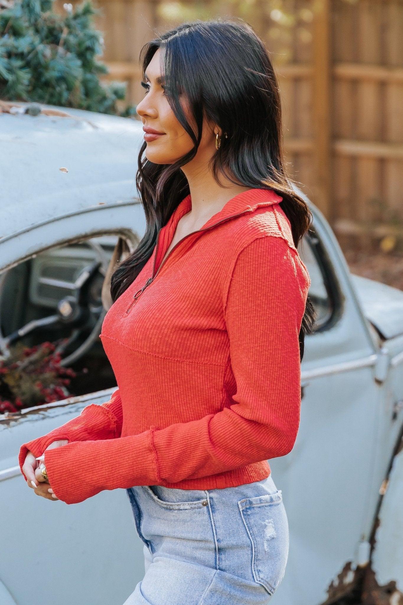 Free People Red Midnight Half Zip Pullover - FINAL SALE Product Image