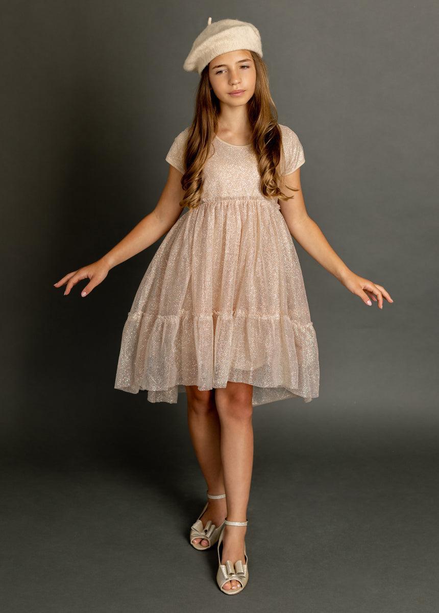 Andra Dress in Champagne Girls Product Image