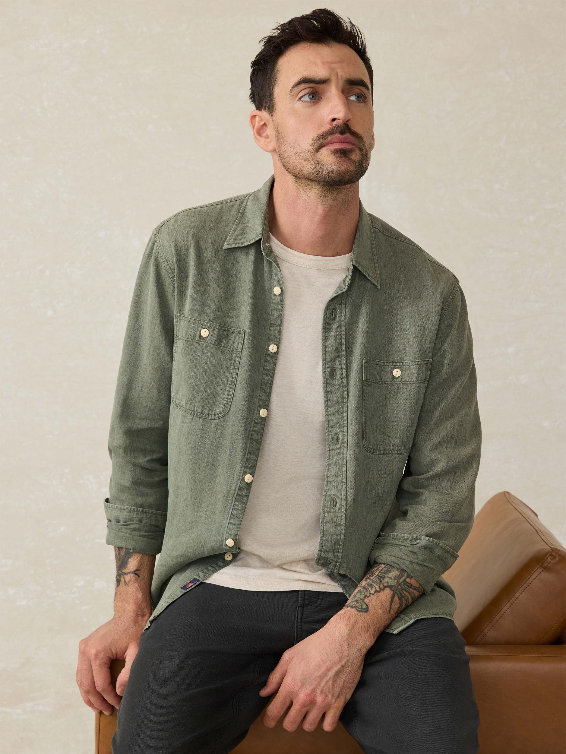 Tried & True Chambray Workshirt - Desert Olive Male Product Image