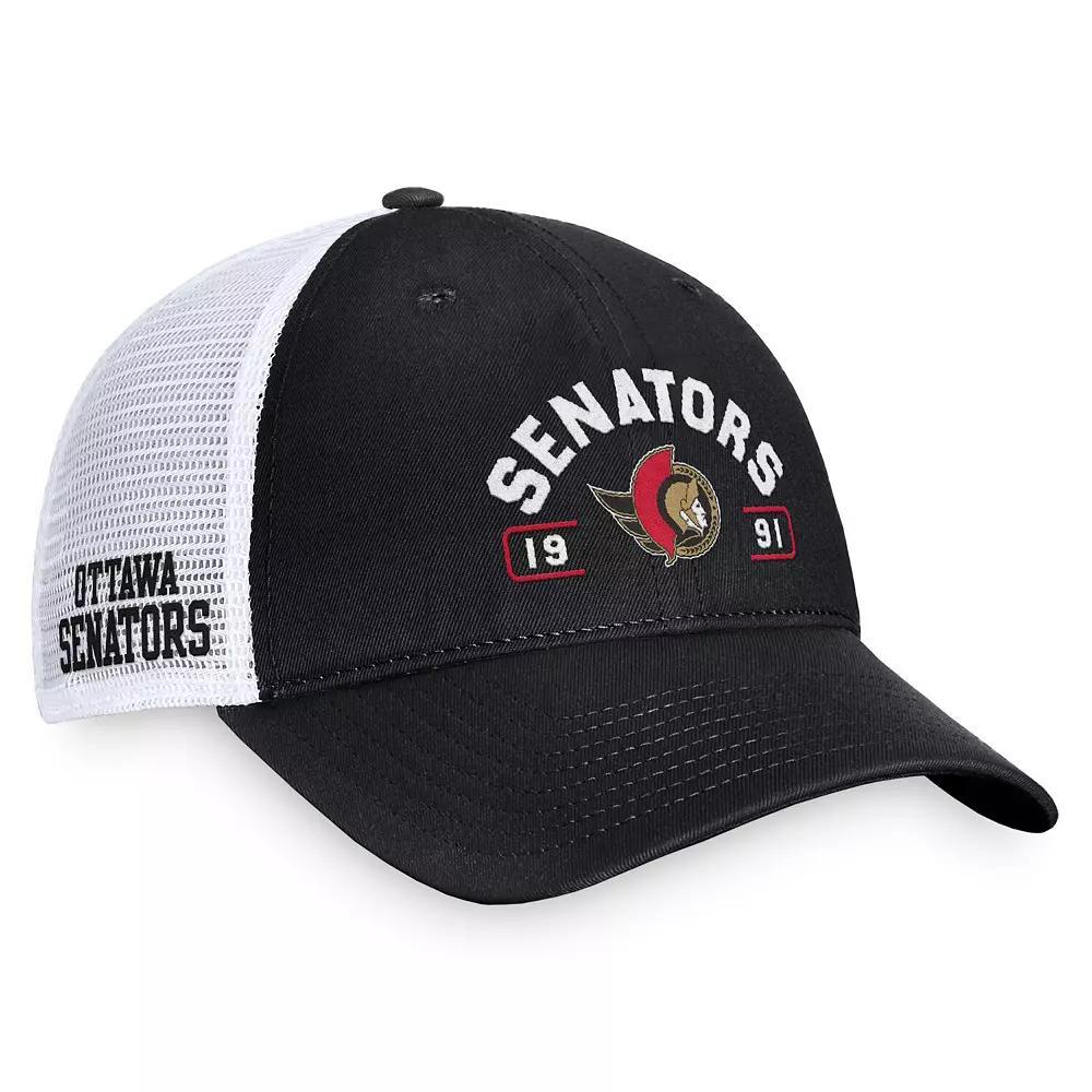 Mens Fanatics Black/White Ottawa Senators Free Kick Trucker Adjustable Hat Product Image