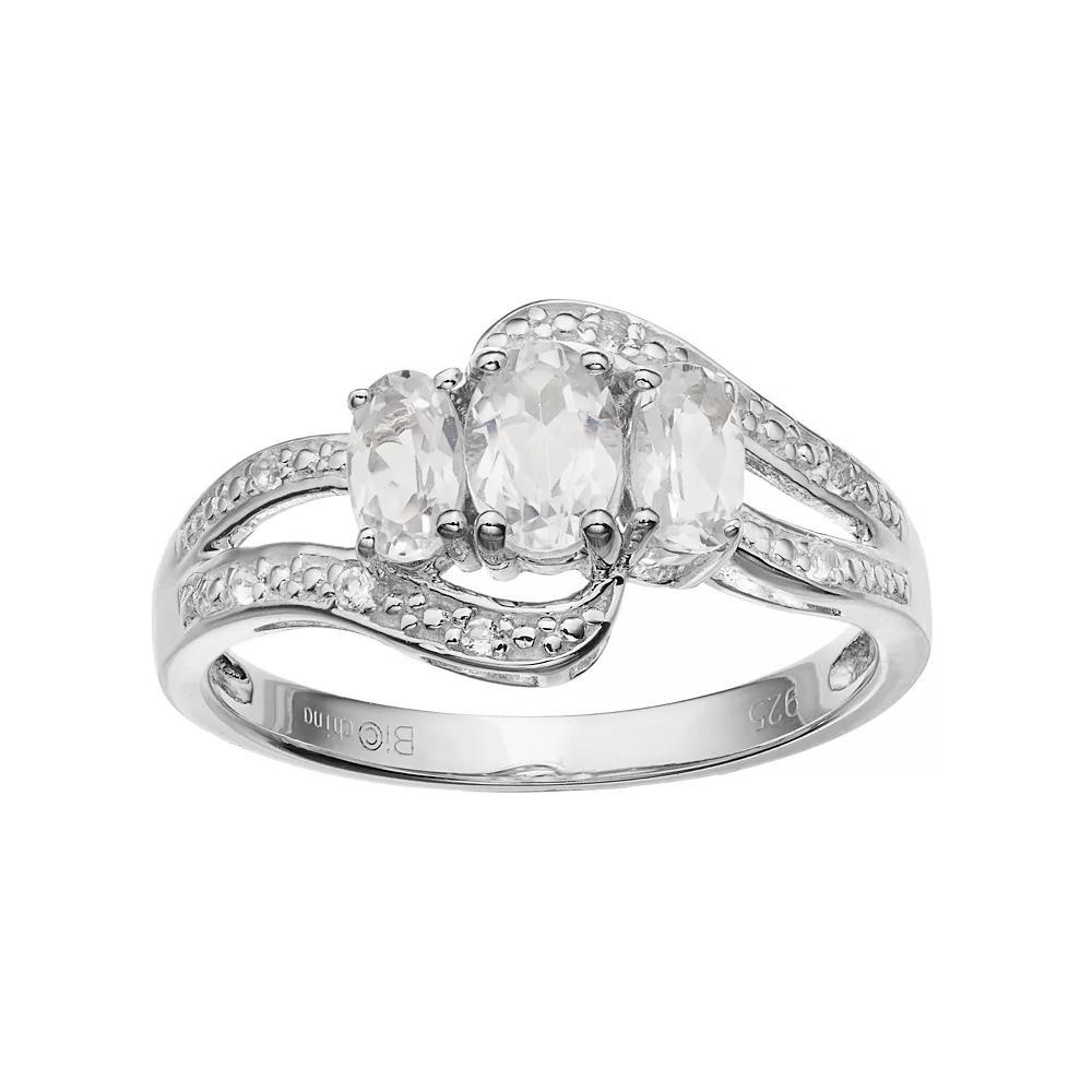 Gemminded Sterling Silver White Topaz 3-Stone Bypass Ring, Women's, Size: 8 Product Image