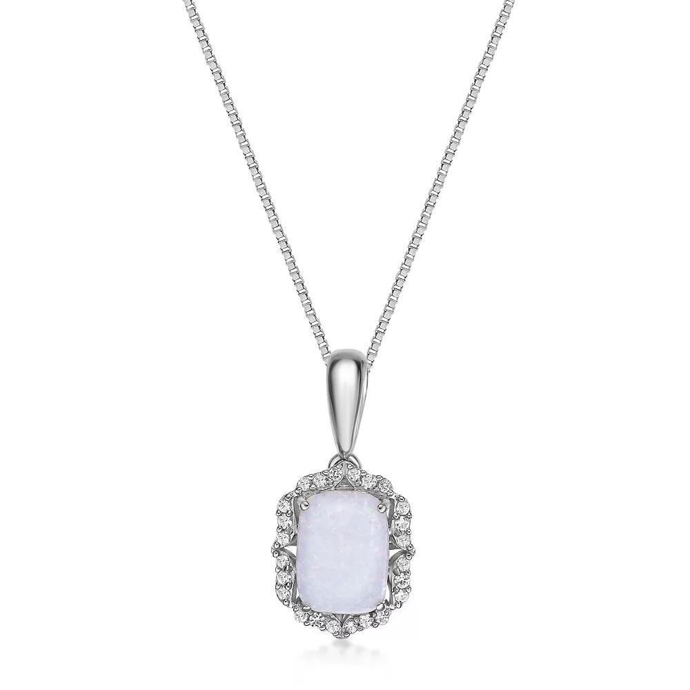 Gemminded Sterling Silver Lab-Created Opal & Lab-Created White Sapphire Pendant Necklace, Women's, Size: 18" Product Image