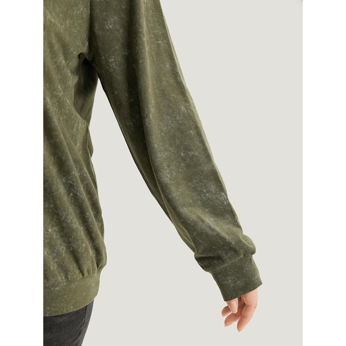 Plus Size Lapel Collar Zipper Elastic Hem Sweatshirt Women ArmyGreen Casual Elastic cuffs Lapel Collar Dailywear Sweatshirts BloomChic 12/L Product Image