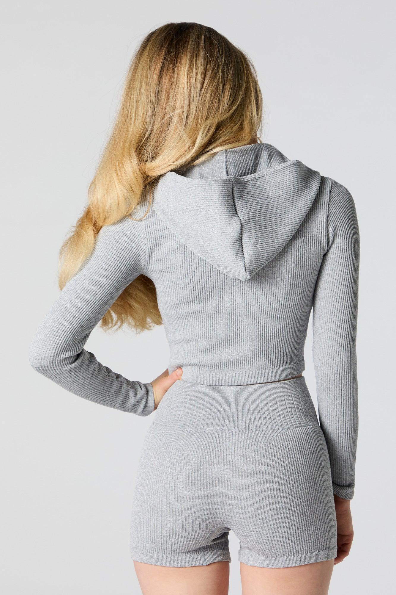 Active Seamless Ribbed Cropped Hoodie Female Product Image