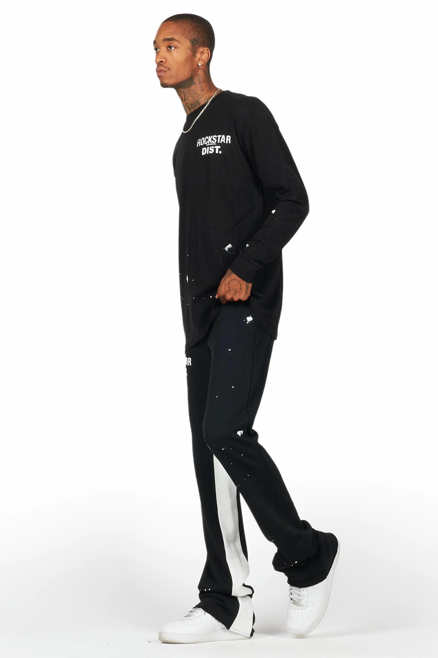 Raffer Black Long Sleeve T-Shirt/Baggy Pant Set Male Product Image