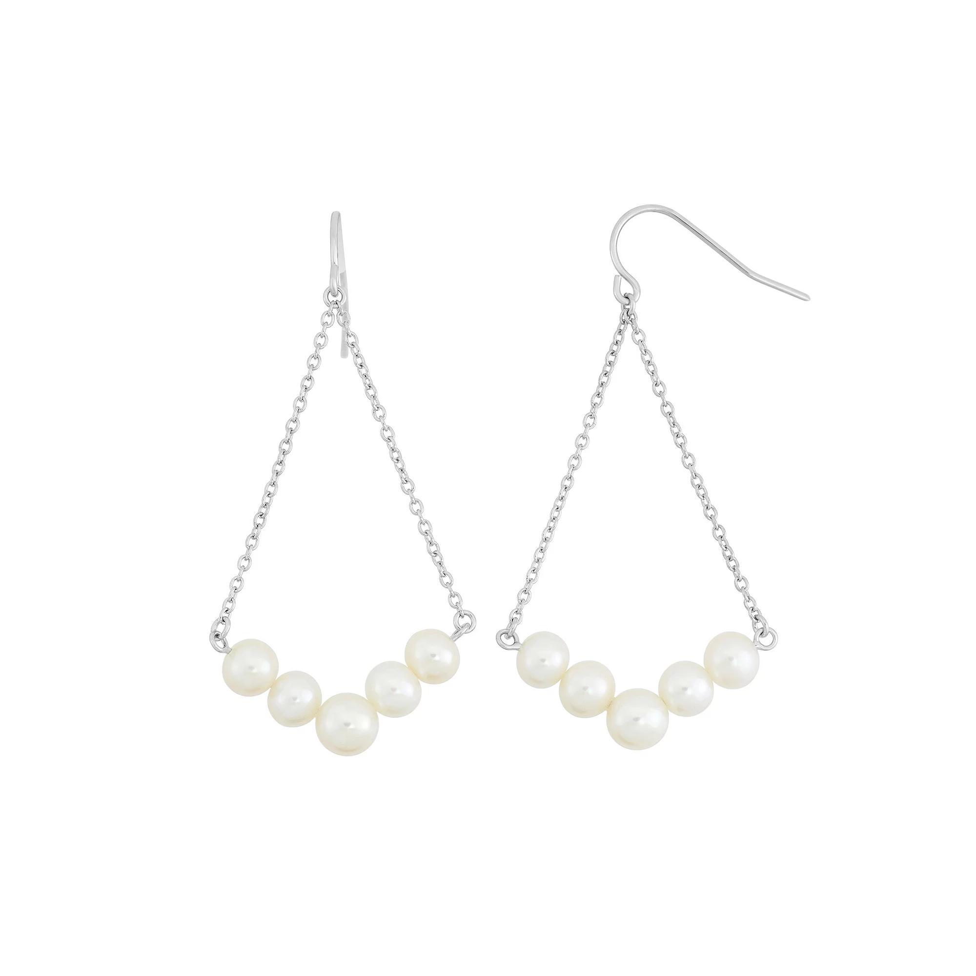 Freshwater Cultured Pearl Sterling Silver Chandelier Earrings, Women's, White Product Image