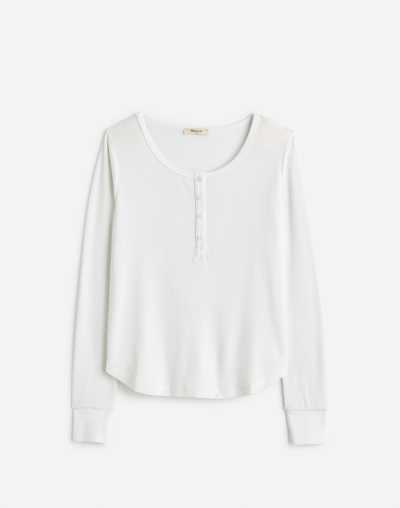 Waffle-Knit Scoopneck Henley Tee Product Image