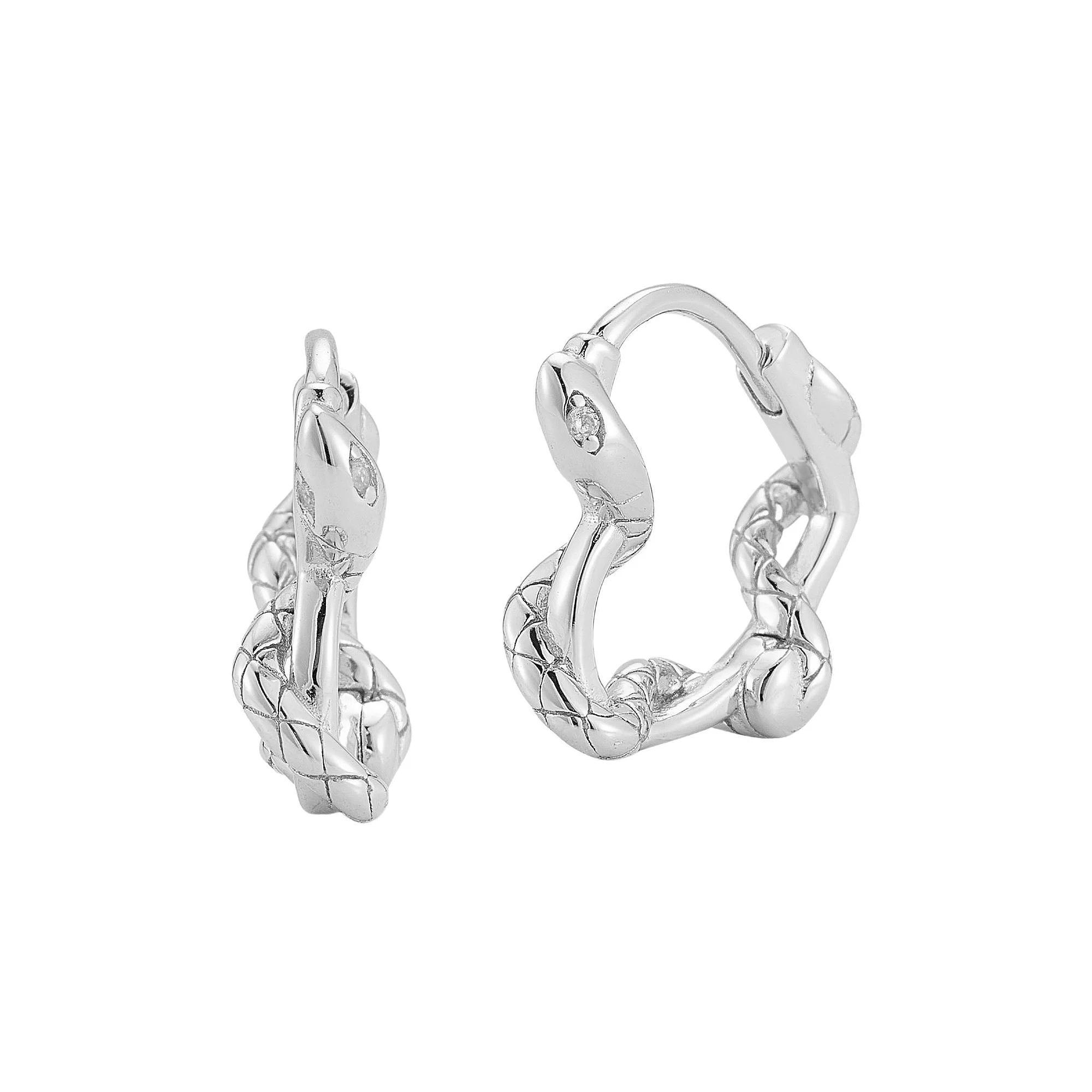 Sunkissed Sterling Sterling Silver Cubic Zirconia Twisty Snake Huggie Earrings, Women's, Gold Tone Product Image