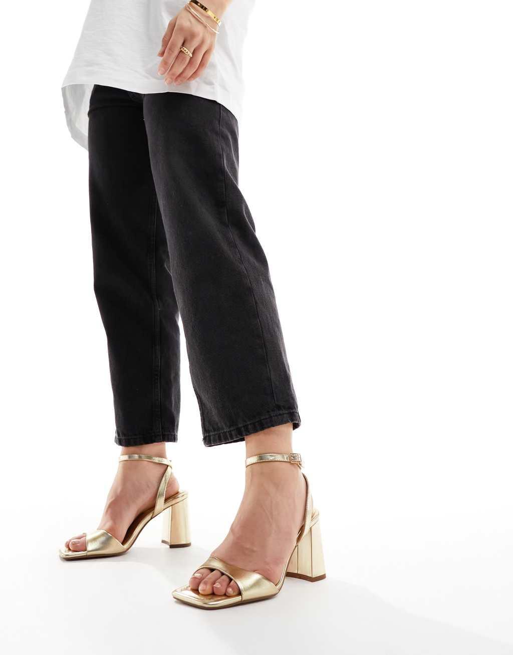 ASOS DESIGN Wide Fit Hotel barely there block heeled sandals Product Image