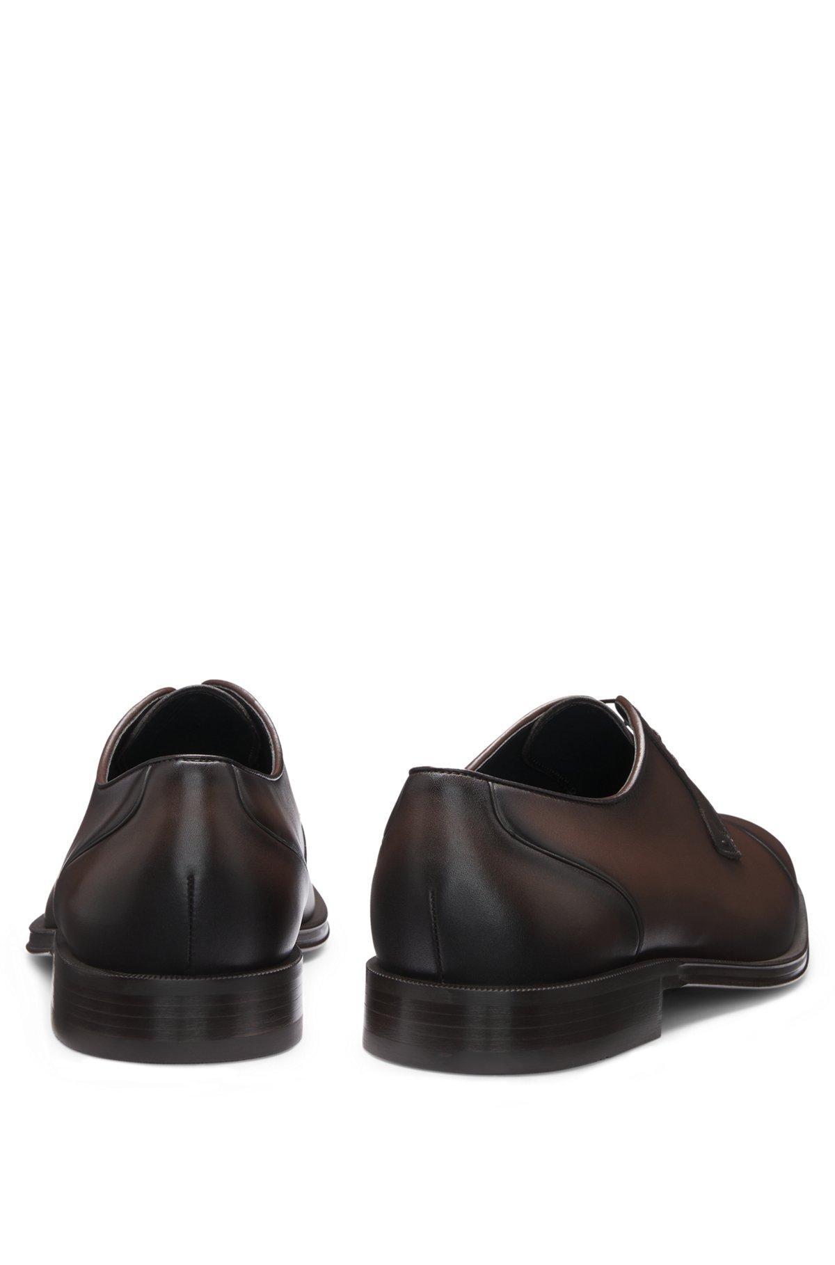 BOSS - Cap-toe Derby shoes in leather - Dark Brown Product Image