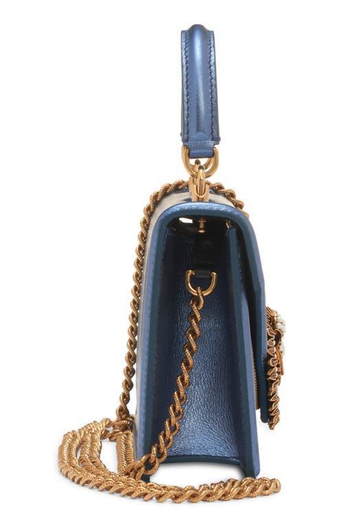 DOLCE & GABBANA Devotion Mini Metallic Leather Top-handle Bag In Blue Product Image