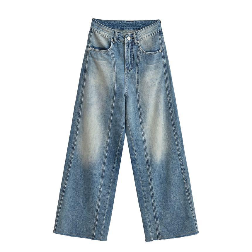 High Waist Washed Wide Leg Jeans Product Image