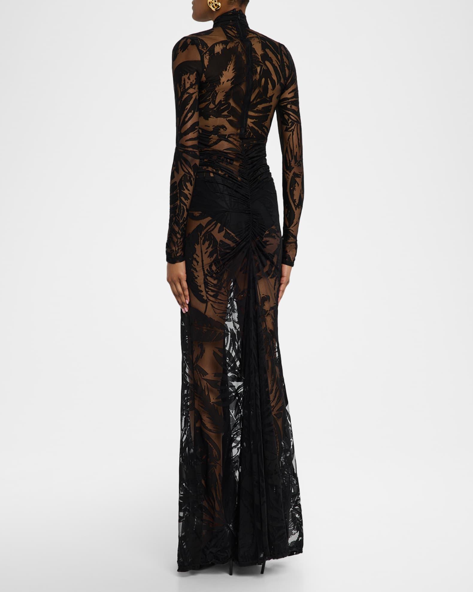 Burnout Jersey Crossover Halter Ruched Gown Product Image
