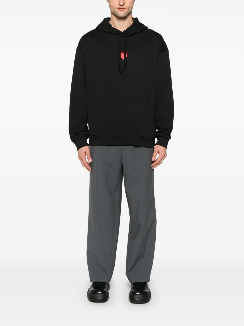 HUGO BOSS Heart-print Cotton Hoodie In Blue Product Image