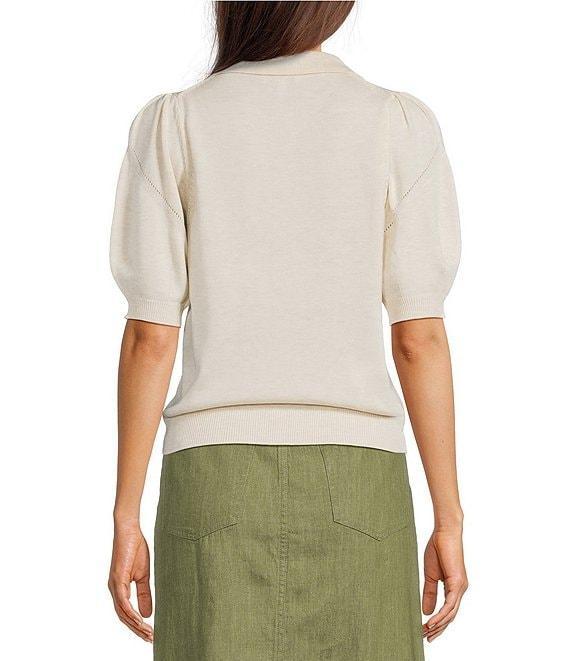 Current Air Wool Blend Short Sleeve Knit Polo Top Product Image