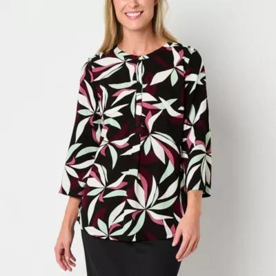 Liz Claiborne Plus Womens 3/4 Sleeve Tunic Top Product Image