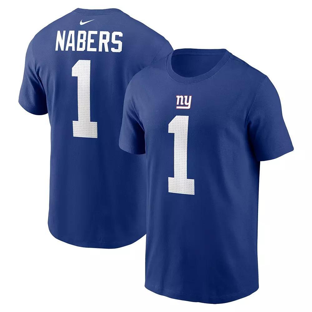Men's Nike Malik Nabers Royal New York Giants  Name & Number T-Shirt, Size: Large, Blue Product Image