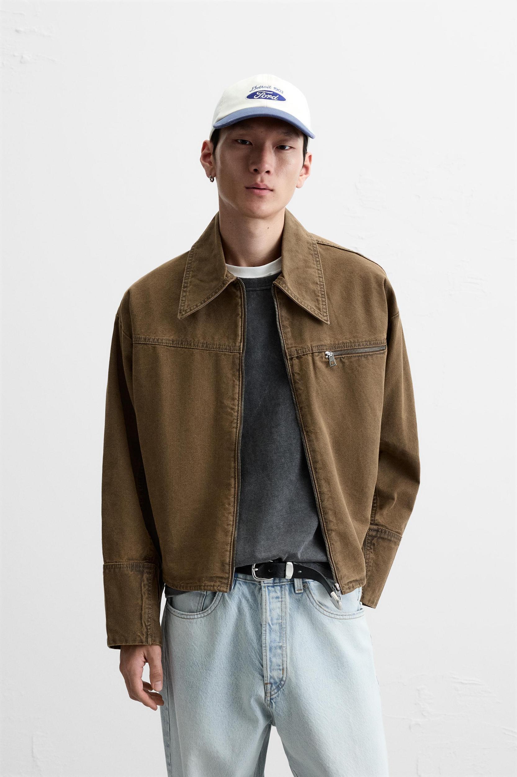 ZIPPERED DENIM JACKET Product Image