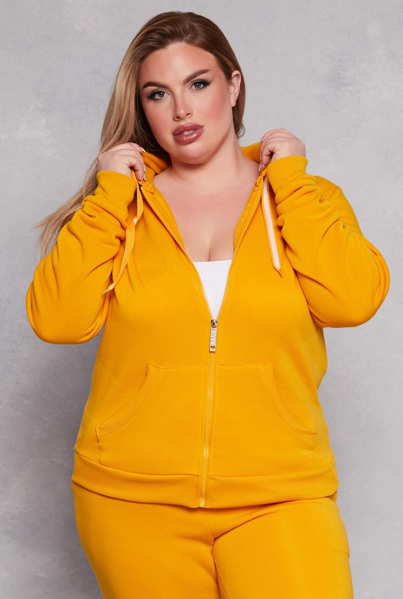 Womens Plus Size Zip Front Hooded Sweatshirt Product Image